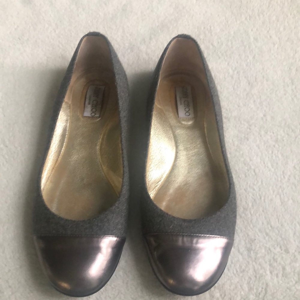 41 1/2 Jimmy Choo grey flannel flats